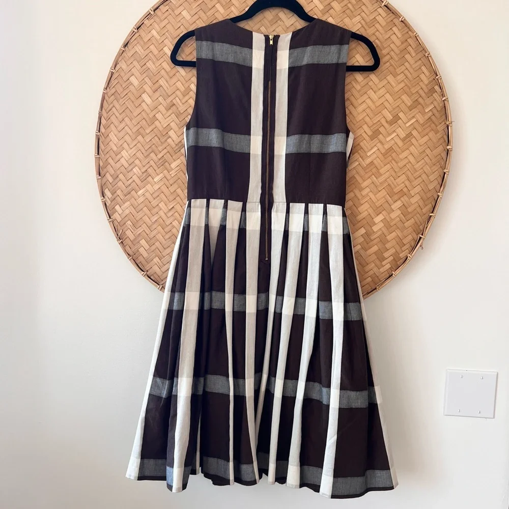 ANTHROPOLOGIE MAEVE BROWN PLEATED FIT & FLARE BEADED NECKLINE IVY‎ LEAGUE DRESS - Picture 9 of 15